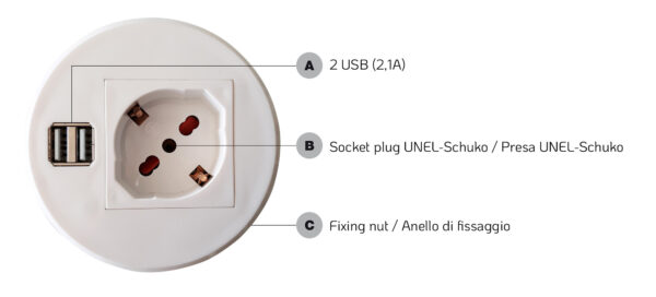 Presa da Scrivania ad Incasso con 2 Prese USB - immagine 7