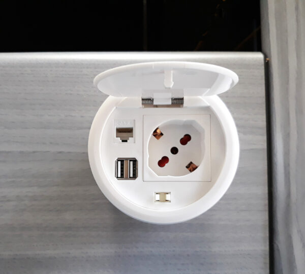 Presa da Scrivania ad Incasso con 2 prese USB e RJ45 con Coperchio - immagine 8