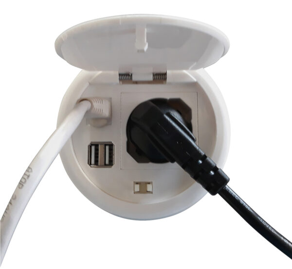 Presa da Scrivania ad Incasso con 2 prese USB e RJ45 con Coperchio - immagine 6