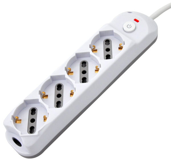 Presa Multipla a 4 Posti Italiana Bipasso/Schuko Spina 16A - immagine 2