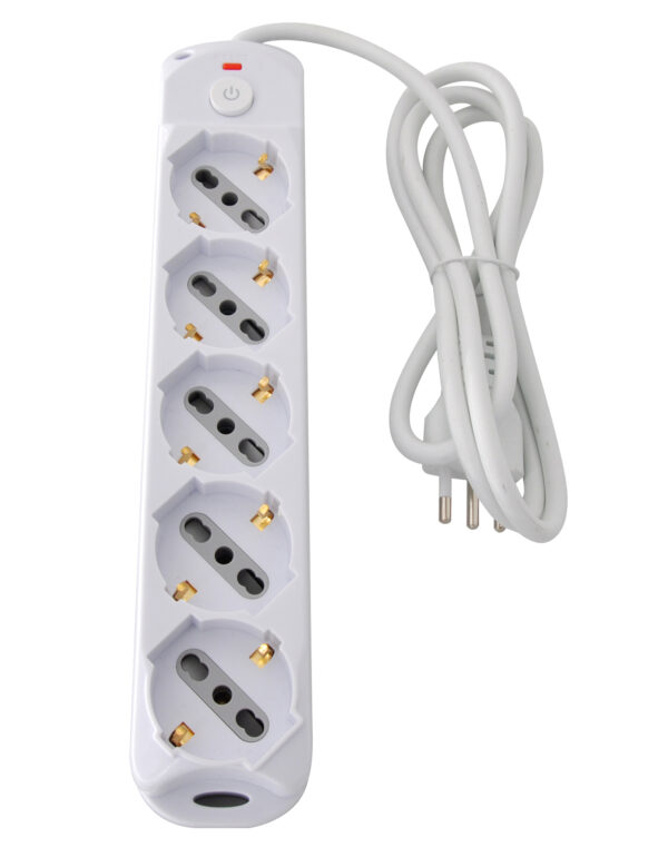 Presa Multipla a 5 Posti Italiana Bipasso/Schuko Spina 10A - immagine 3