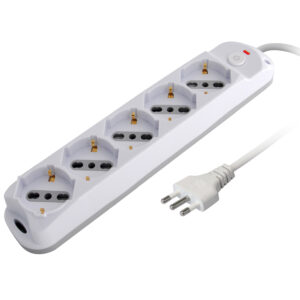 Presa Multipla a 5 Posti Italiana Bipasso/Schuko Spina 10A