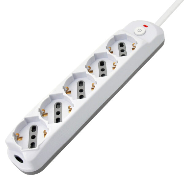 Presa Multipla a 5 Posti Italiana Bipasso/Schuko Spina 16A - immagine 2