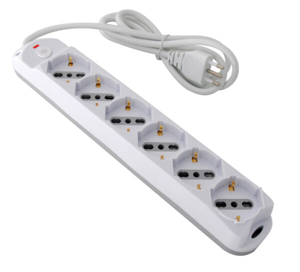 Presa Multipla a 6 Posti Italiana Bipasso/Schuko Spina 10A - immagine 2