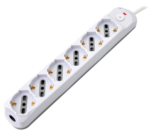 Presa Multipla a 6 Posti Italiana Bipasso/Schuko Spina 16A - immagine 2