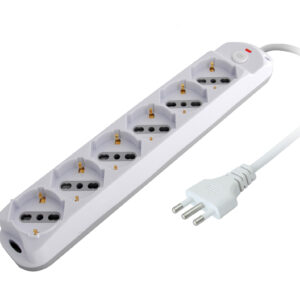 Presa Multipla a 6 Posti Italiana Bipasso/Schuko Spina 16A