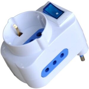 Adattatore con Spina 10A 2 Prese 10A e 1 Schuko