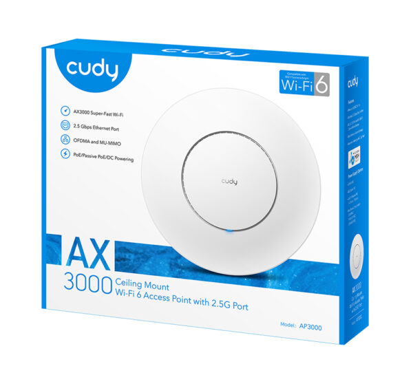 Punto di Accesso Wireless Gigabit PoE WiFi 6 AX3000 Porta 2.5G Montaggio a Soffitto, AP3000_P - immagine 2