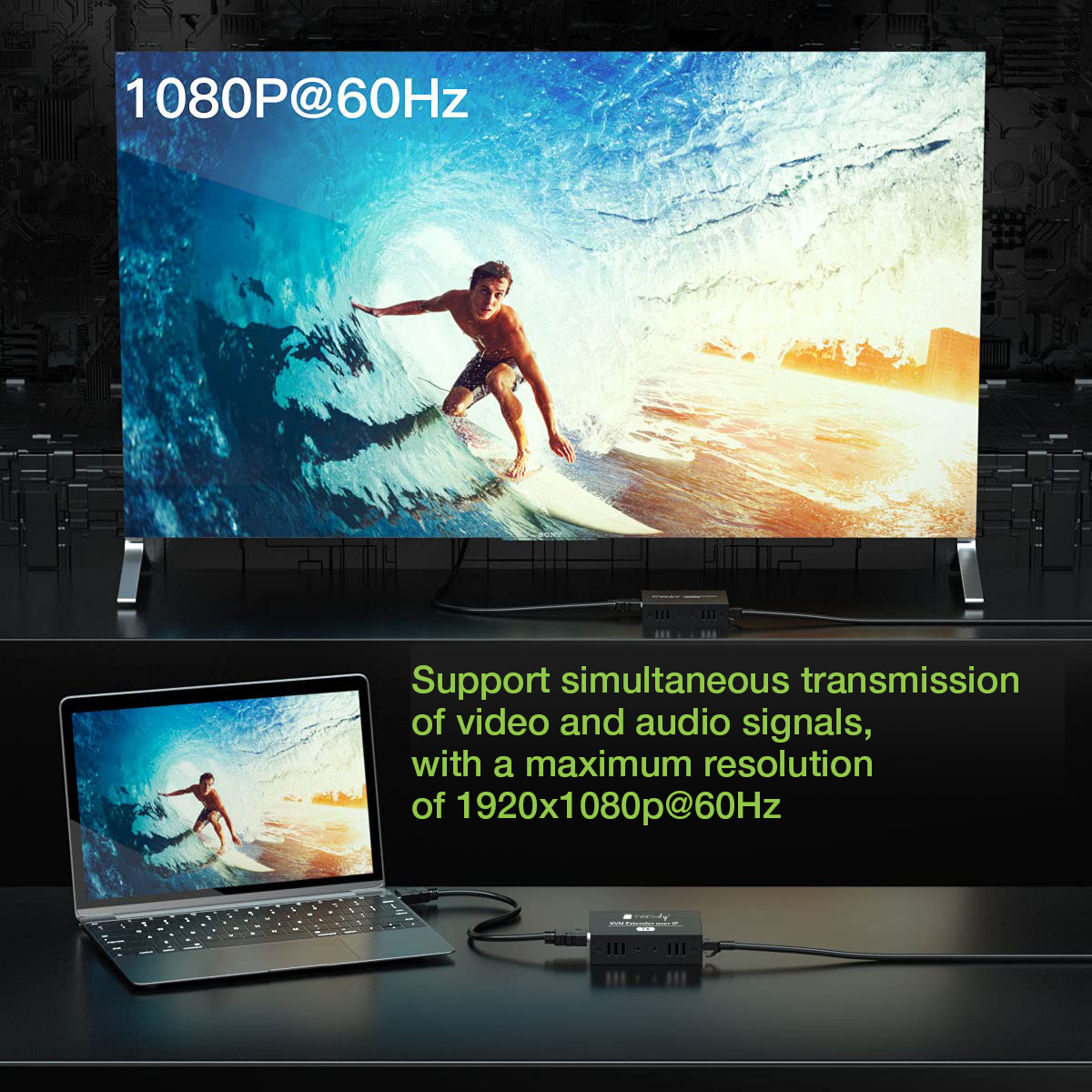 Ricevitore HDMI KVM Extender Over Ethernet 1080p@60Hz 150m - immagine 6