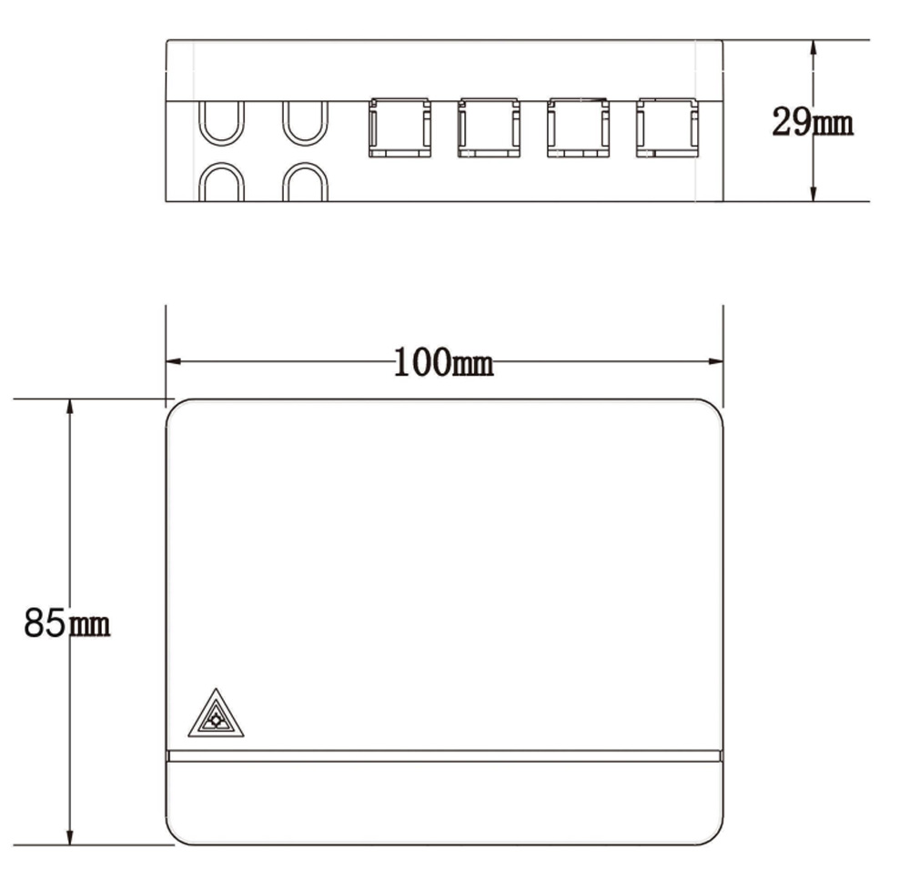 Scatola di connessione indoor FTTH per 4 fibre, 4 adattatori, IP20, muro o guida Din - immagine 5