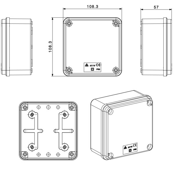 Scatola Quadrata IP65 di Derivazione per Pareti Lisce 100x100 - immagine 2