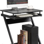 Scrivania Compatta per Computer con Ripiano Estraibile per Tastiera