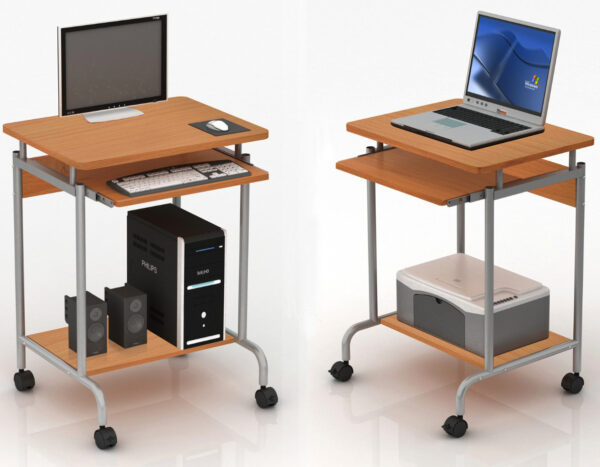Scrivania Mobile ''Compact'' per Computer Ripiano Tastiera Scorrevole - immagine 4