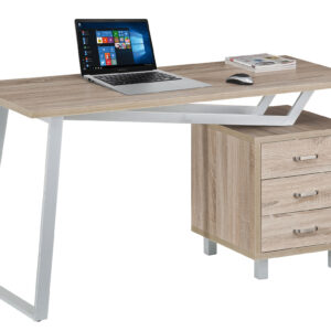 Scrivania per Computer dal Design Moderno con Tre Cassetti Quercia