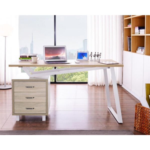 Scrivania per Computer dal Design Moderno con Tre Cassetti Quercia - immagine 5