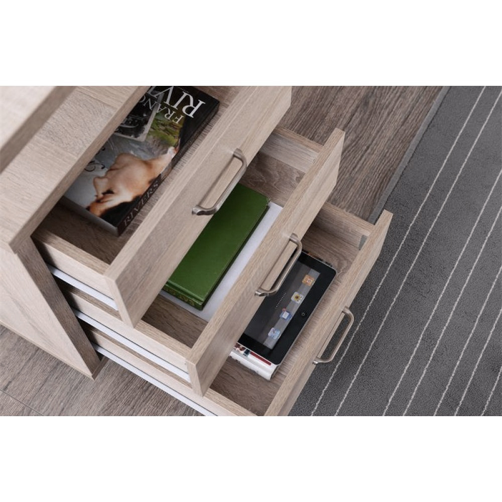 Scrivania per Computer dal Design Moderno con Tre Cassetti Quercia - immagine 6