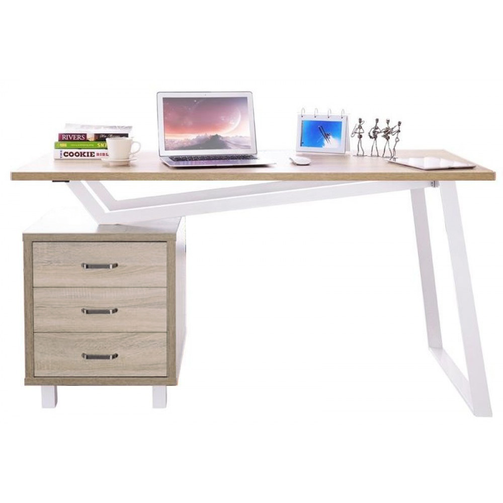 Scrivania per Computer dal Design Moderno con Tre Cassetti Quercia - immagine 4