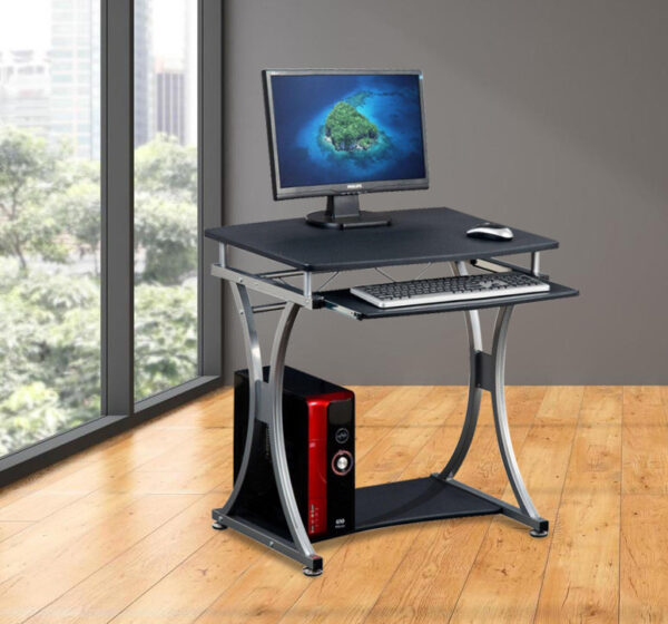 Scrivania per PC Compatta con Cassetto Estraibile, Nero Grafite - immagine 5