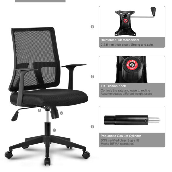 Sedia da Ufficio con Seduta Imbottita e Schienale in Rete - immagine 9