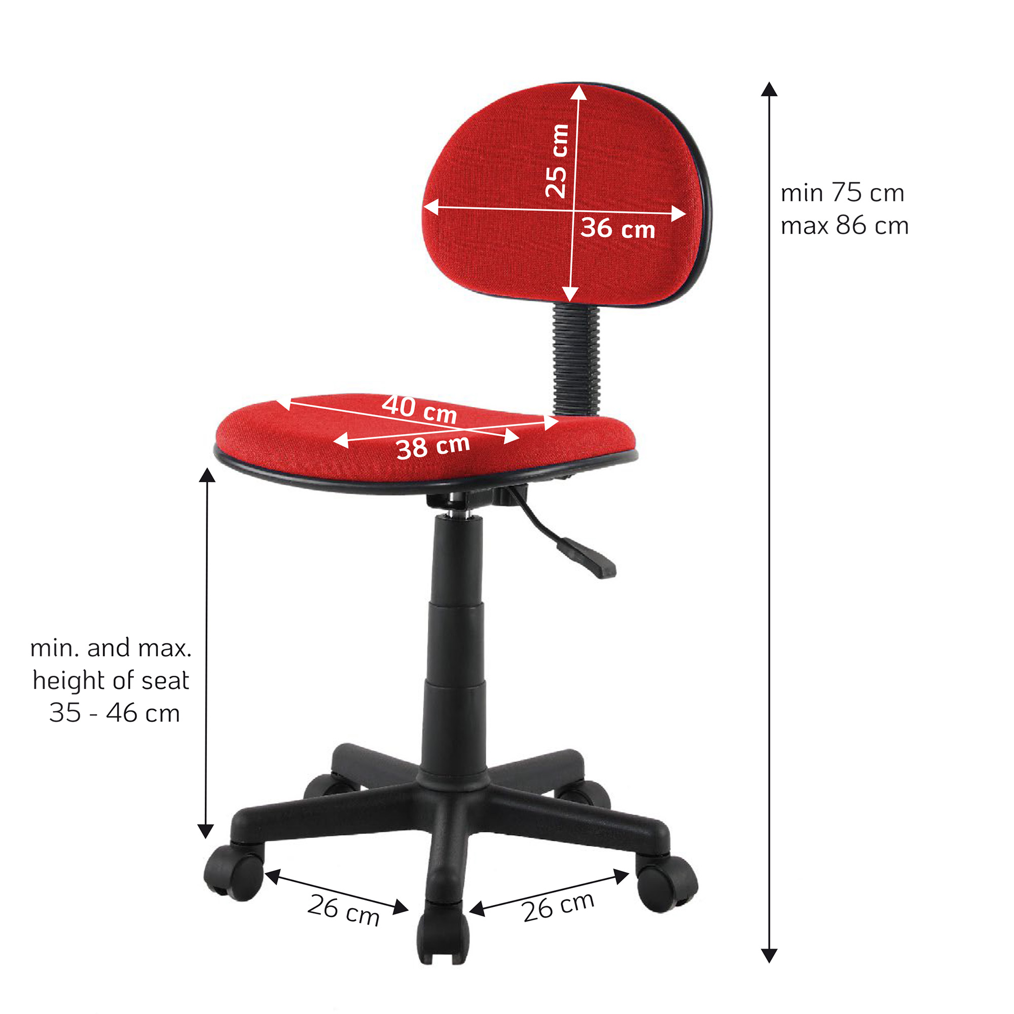 Sedia per Ufficio Colore Rosso - immagine 3