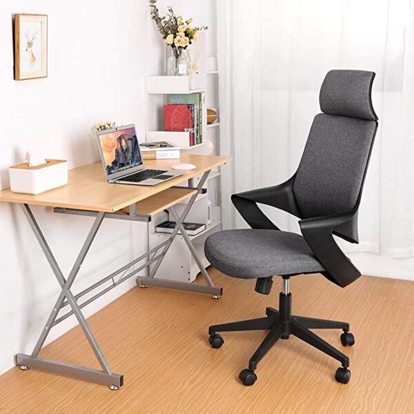 Sedia per Ufficio con Schienale Alto Design Moderno Grigio - immagine 6