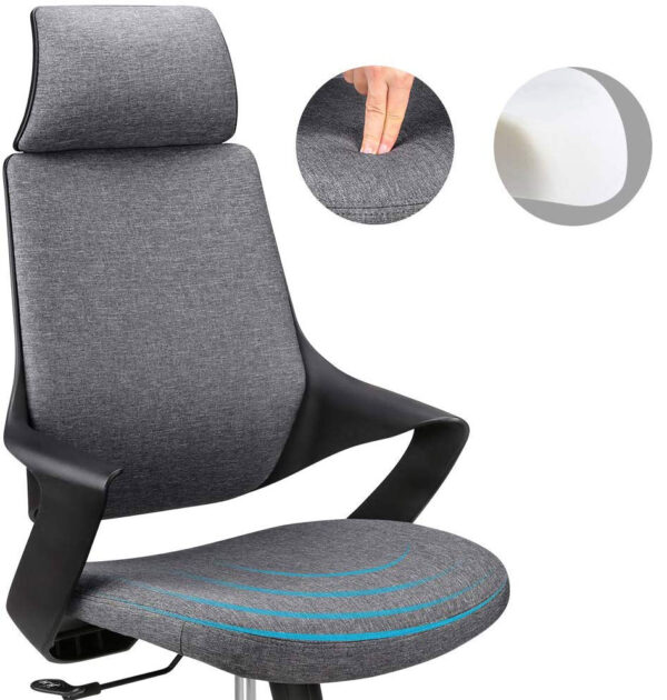Sedia per Ufficio con Schienale Alto Design Moderno Grigio - immagine 4