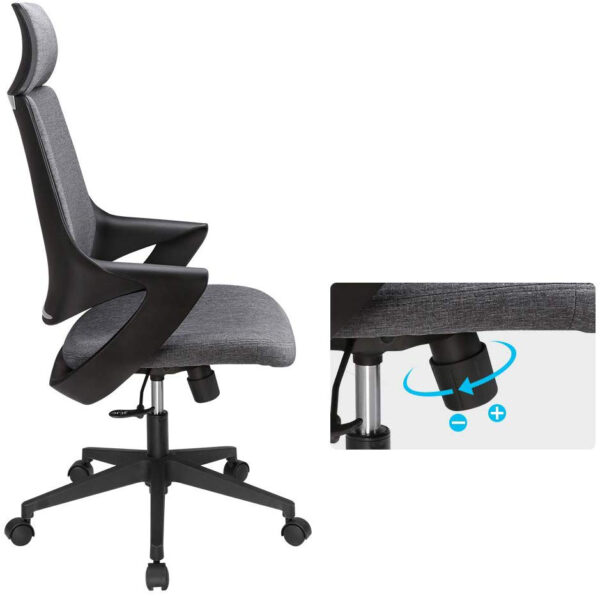 Sedia per Ufficio con Schienale Alto Design Moderno Grigio - immagine 5