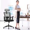 Sedia per Ufficio con Schienale Alto e Poggiatesta Regolabile Nero - immagine 5