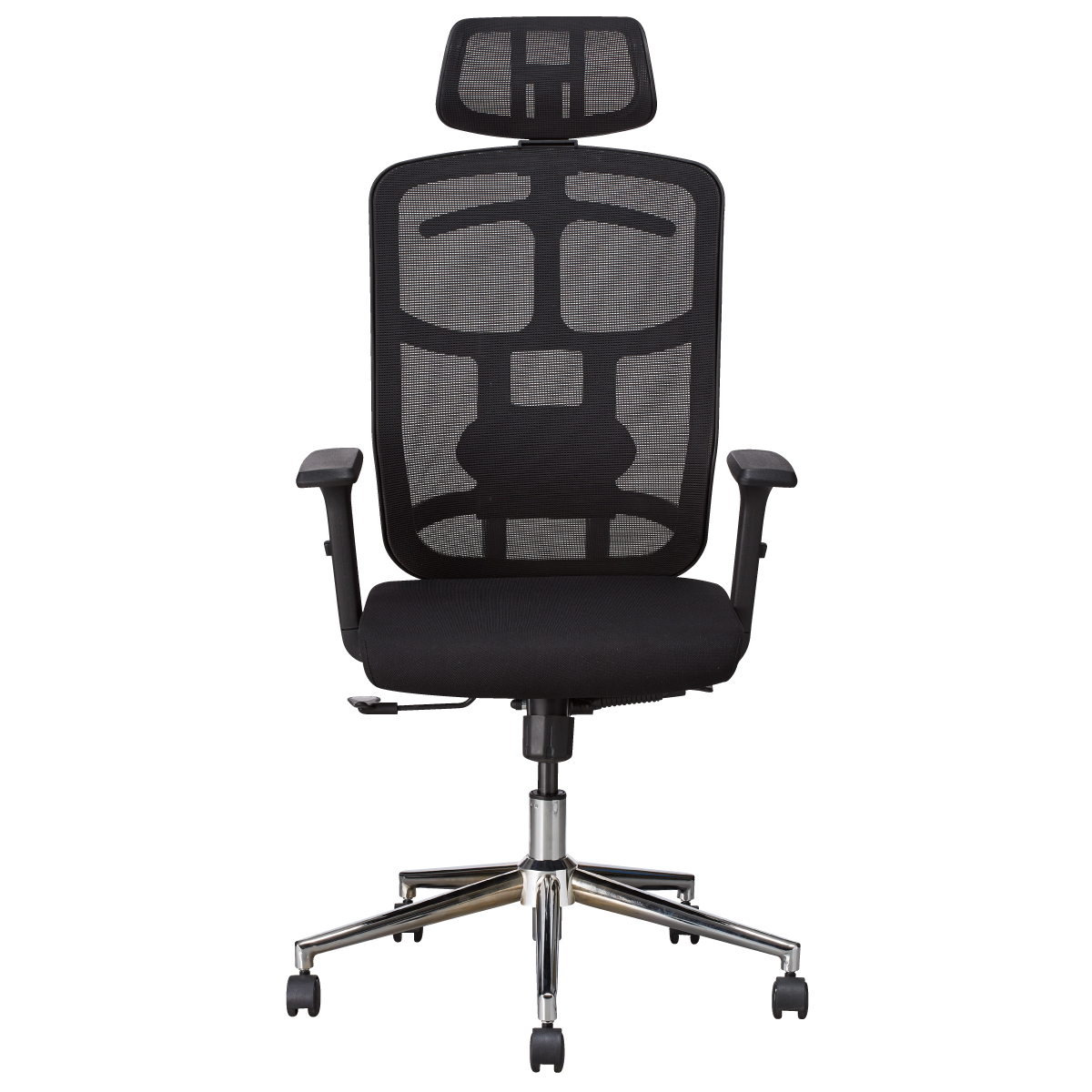 Sedia per Ufficio con Schienale Alto, Poggiatesta e Base Cromata Nero - immagine 2