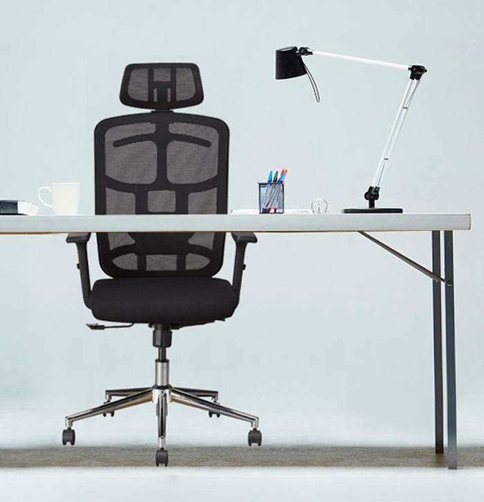 Sedia per Ufficio con Schienale Alto, Poggiatesta e Base Cromata Nero - immagine 5