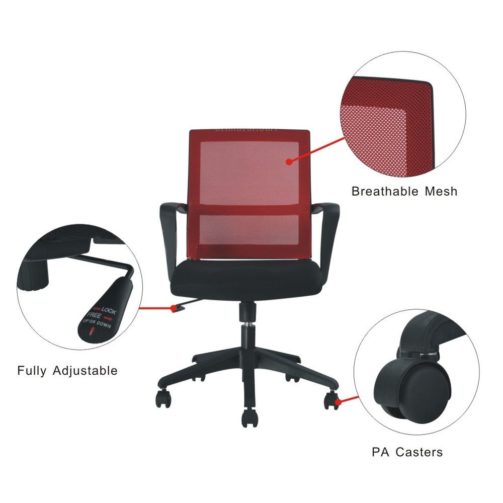 Sedia per Ufficio con Schienale Medio Nero/Bordeaux - immagine 5