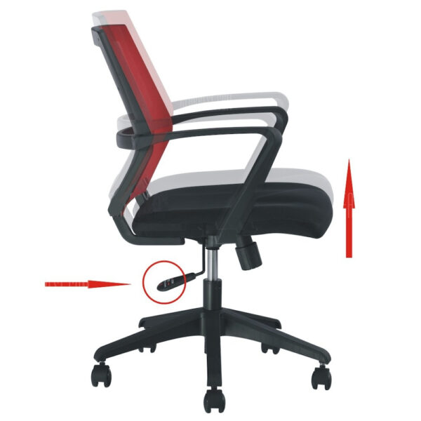 Sedia per Ufficio con Schienale Medio Nero/Bordeaux - immagine 6