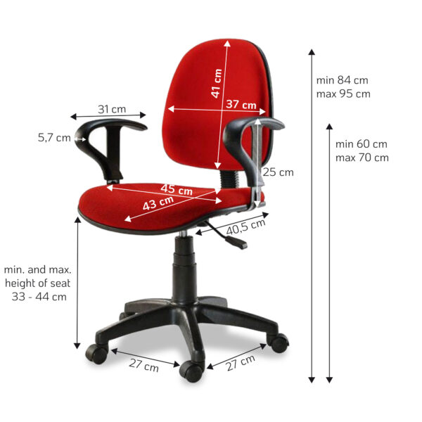Sedia per Ufficio Easy Colore Rosso - immagine 3