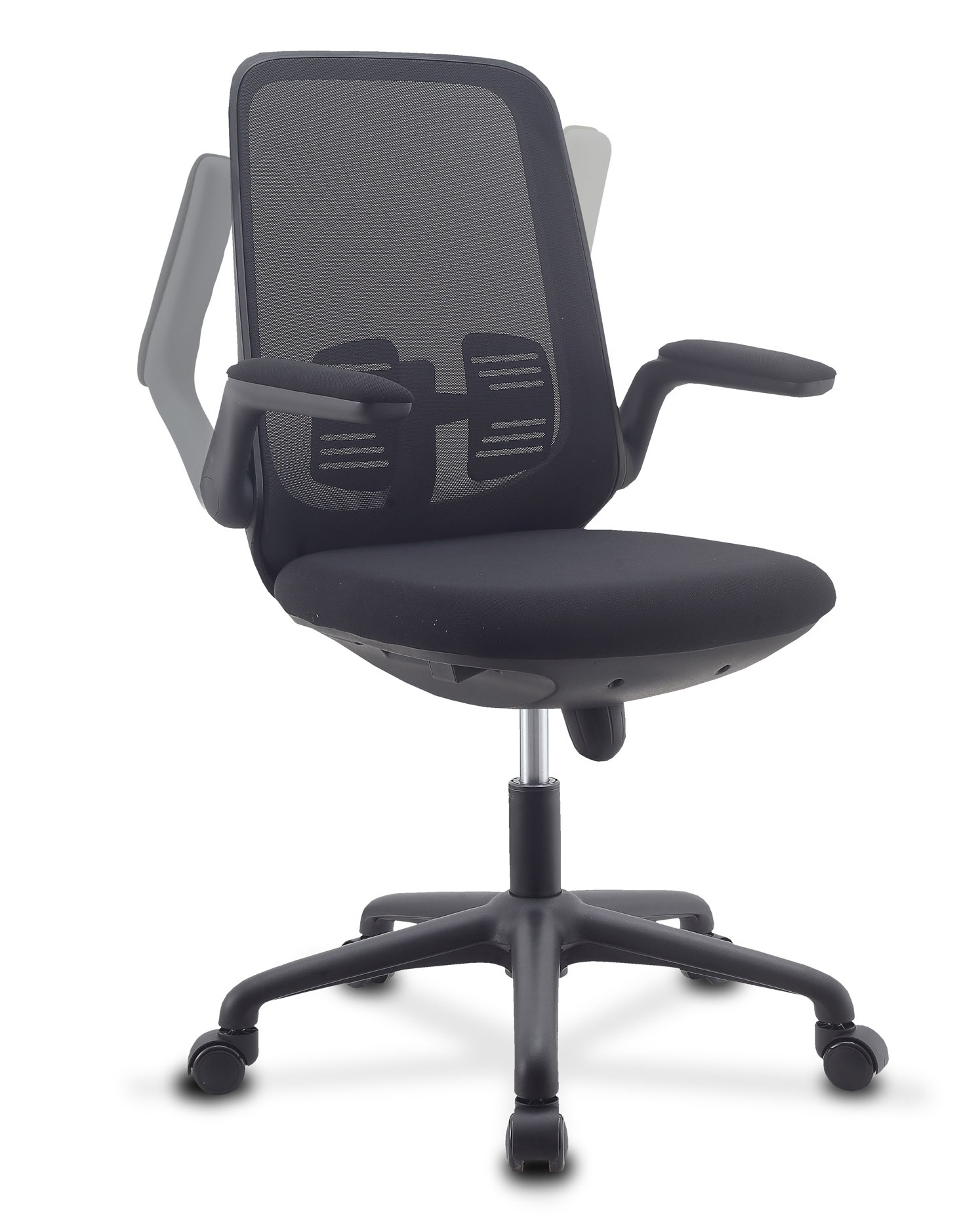 Sedia per Ufficio Regolabile in Altezza con Braccioli Pieghevoli Nera