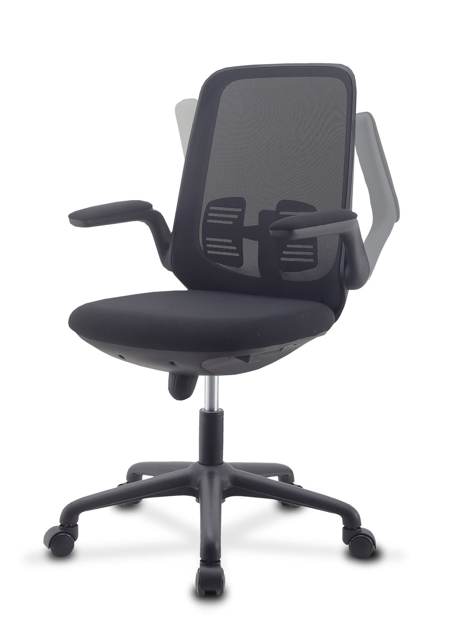 Sedia per Ufficio Regolabile in Altezza con Braccioli Pieghevoli Nera - immagine 6