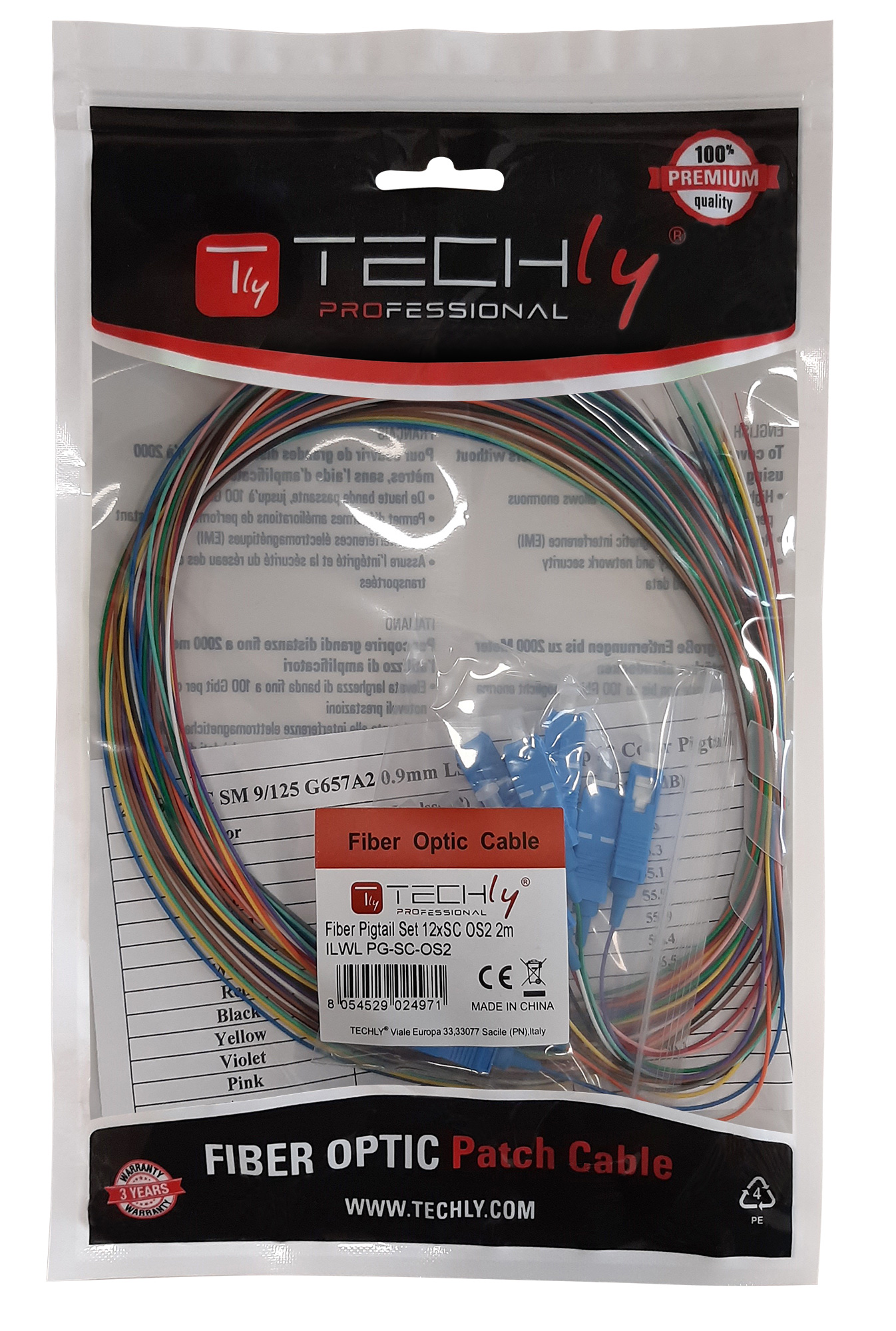 Set 12 Pigtail Fibra Ottica Monomodale OS2 SC 9/125 2 m - immagine 2