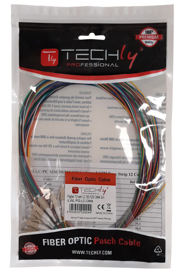 Set 12 Pigtail Fibra Ottica Multimodale OM4 LC 50/125 2 m - immagine 2