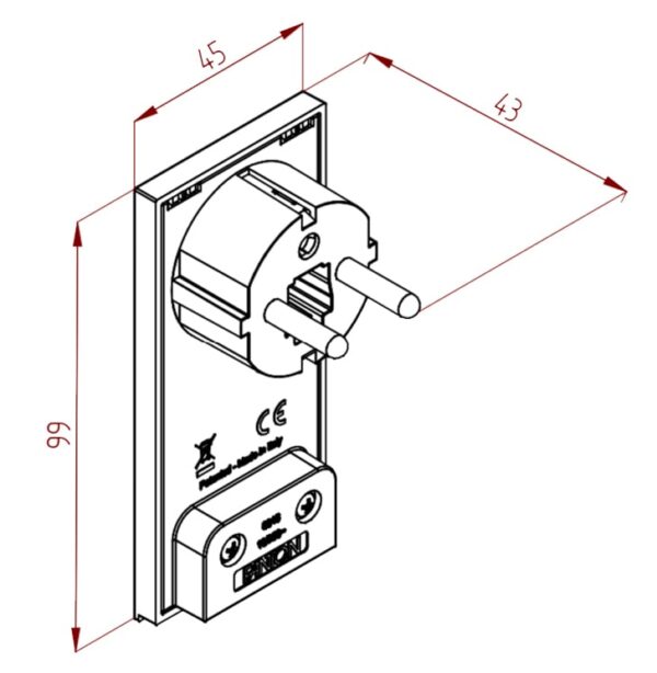 Spina Schuko 16A 2P+T Salvaspazio Super Sottile Smontabile Angolata Bianco - immagine 3