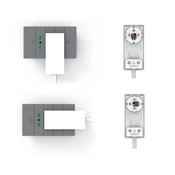 Spina Schuko 16A 2P+T Salvaspazio Super Sottile Smontabile Angolata Bianco - immagine 6