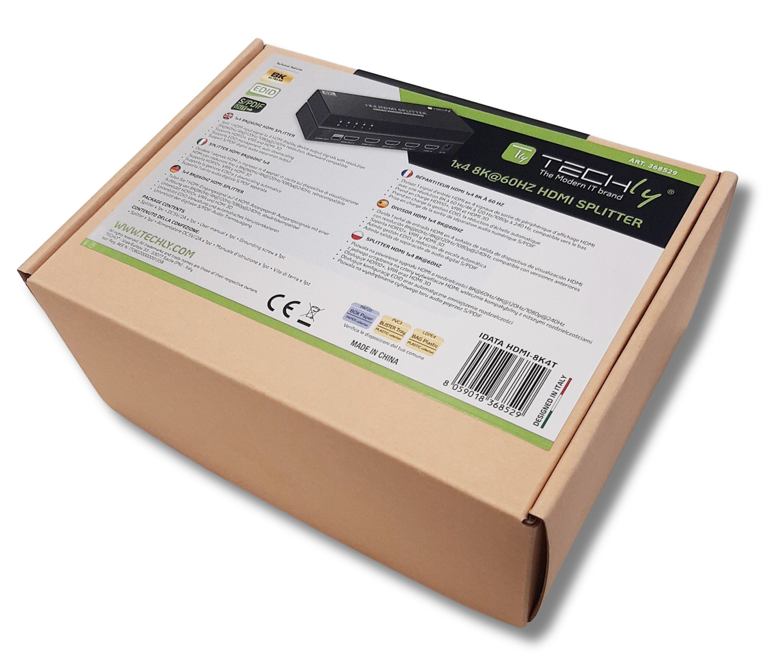 Splitter HDMI 8K UHD 3D 60Hz 4 vie CEC SPDIF Ottico - immagine 2