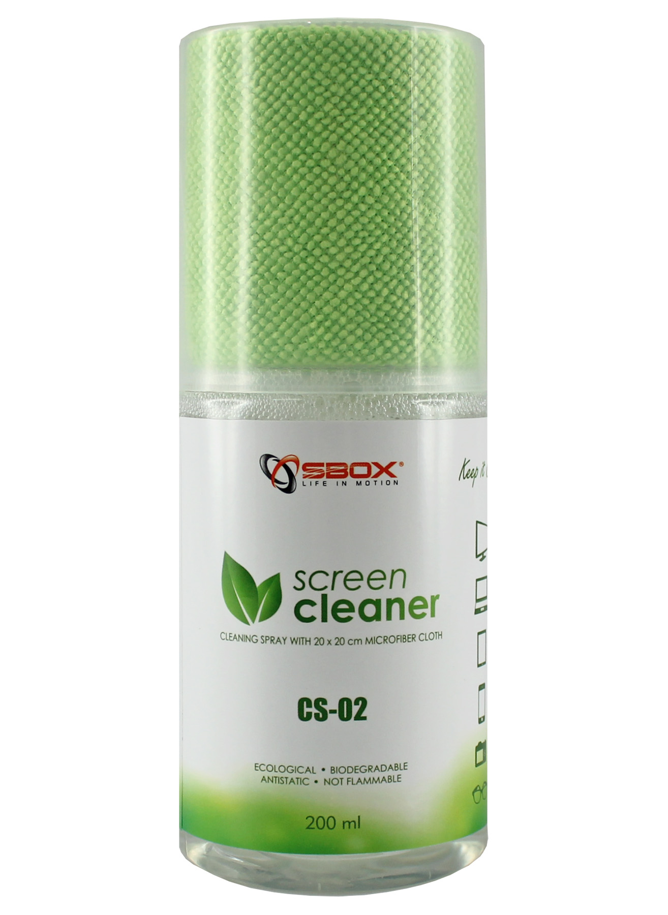 Spray di Pulizia per Monitor LCD con Panno in Microfibra Verde