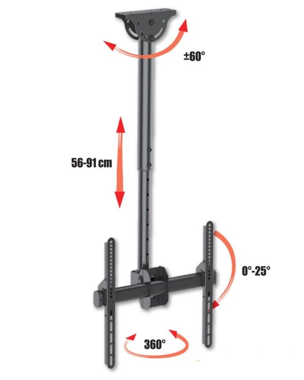 Supporto Telescopico Universale a Soffitto per TV LED LCD 32-55'' - immagine 10