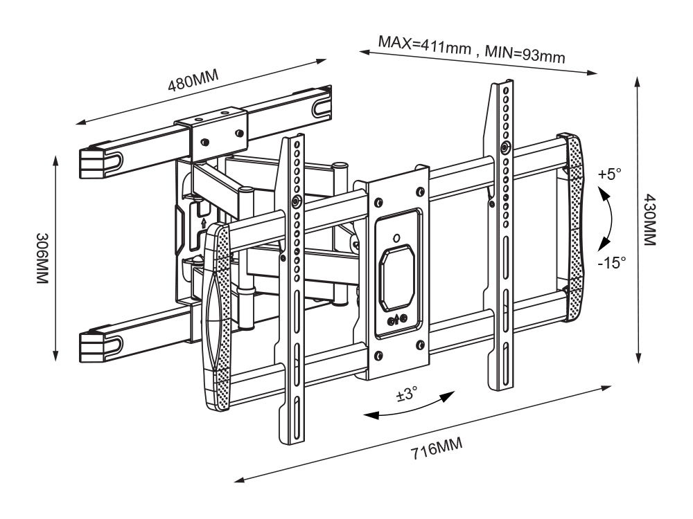 Staffa a Muro con Doppio Braccio per TV LCD 42-75'' Full-Motion - immagine 3