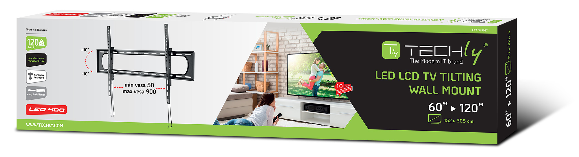 Staffa a Muro Inclinabile Slim TV LED LCD 60-120'' - immagine 2