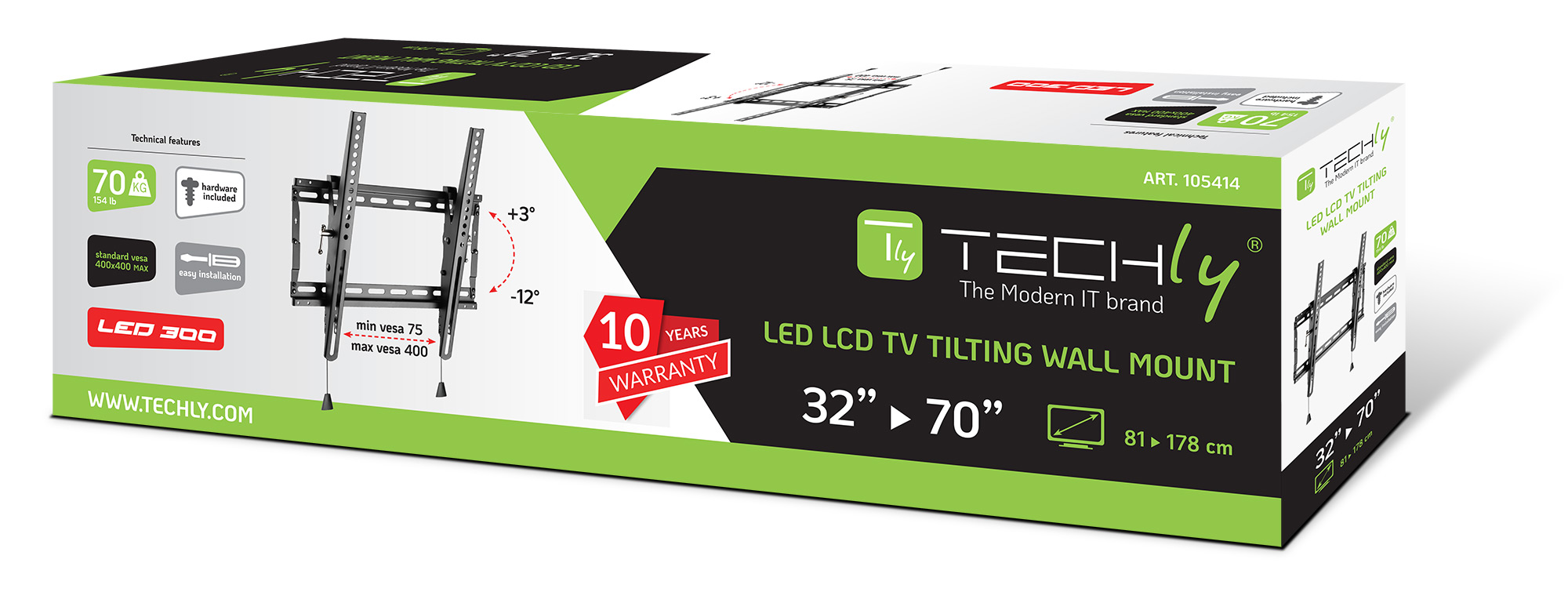 Staffa a muro inclinabile TV LED LCD 32-70'' robusta e pieghevole - immagine 2