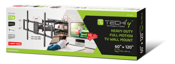 Staffa a Muro Slim per TV LED LCD 60-120'' Nero - immagine 2