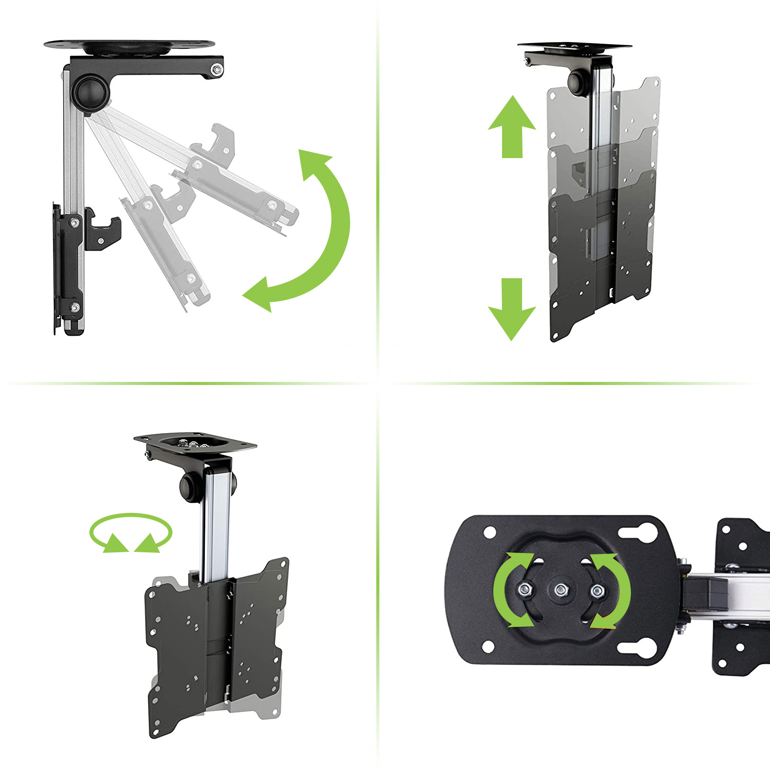 Staffa TV da Soffitto Dritto e Inclinato per TV LED/LCD 17''-37'' Nero - immagine 5