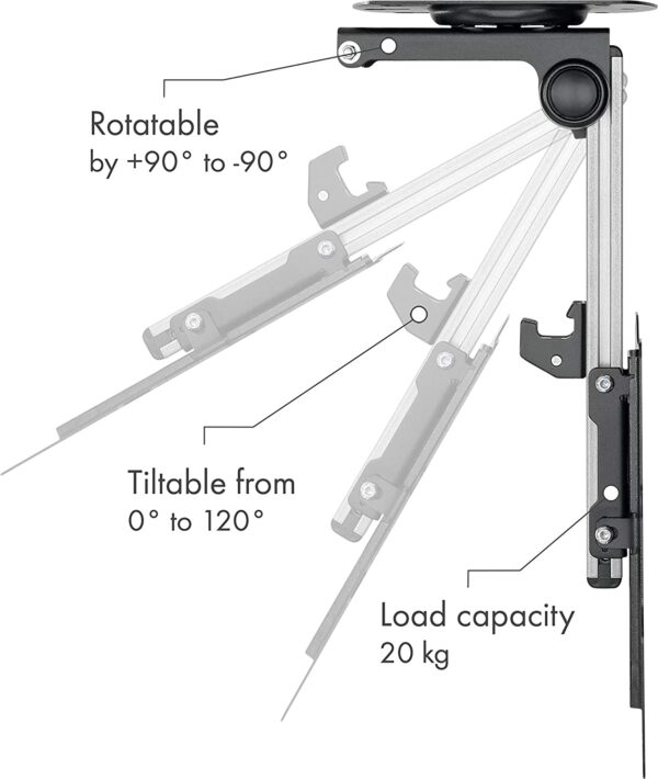 Staffa TV da Soffitto Dritto e Inclinato per TV LED/LCD 17''-37'' Nero - immagine 8