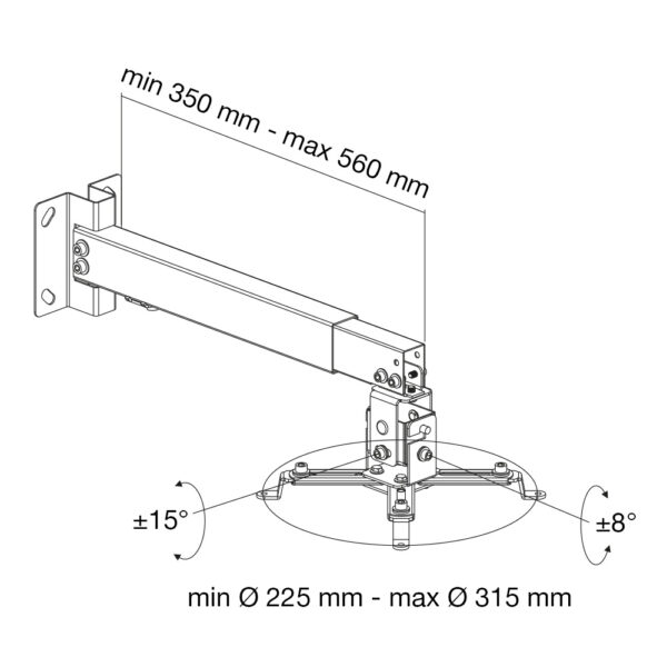Staffa Universale a Parete-Soffitto per Proiettori Silver - immagine 4