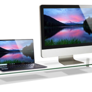 Stand Supporto da Scrivania in Vetro Trasparente per Monitor e Laptop